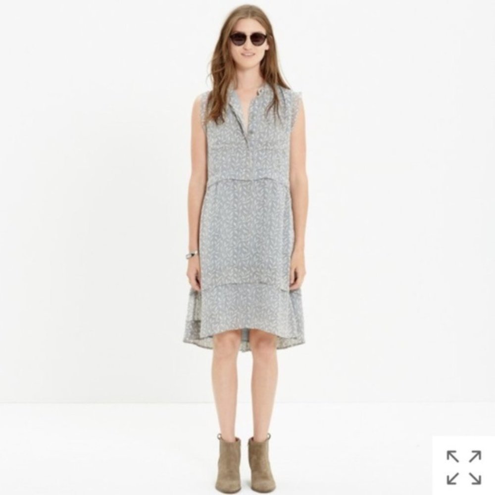 Madewell Grey Floral Shirtdress in Willowleaf